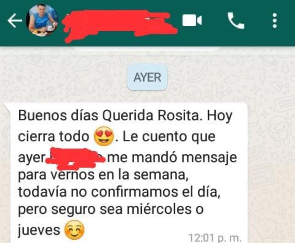 Captura de testimonio de WhatsApp de Daniel